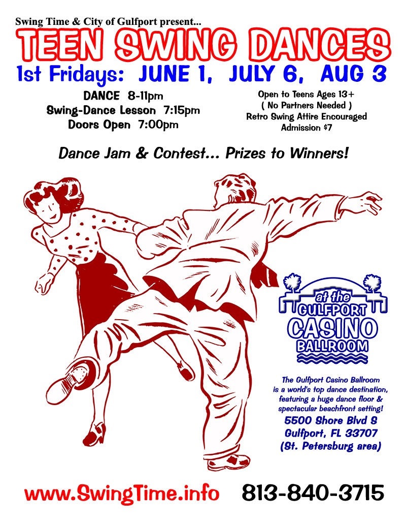 Teen Swing Dances! 1st Friday of Every Month at Gulfport Casino Ballroom, Tampa Bay, Florida