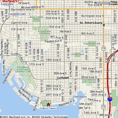 Map to Gulfport Casino Ballroom in Gulfport Florida (St. Petersburg area in Tampa Bay FL)